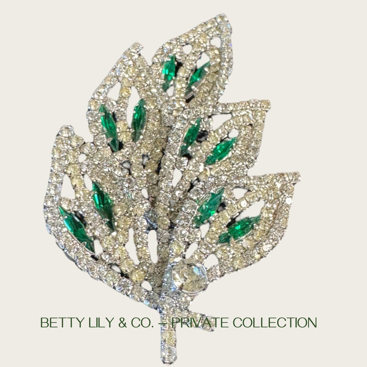 Signed Weiss Emerald Green Navette Rhinestone Parure | Necklace, Bracelet & Brooch | Mid-Century Collector’s Masterpiece | Private Collection