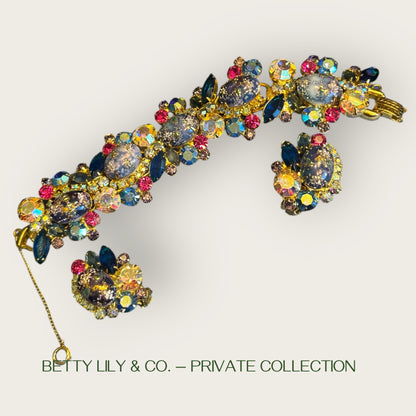 Juliana D&E Blue Gold Splatter Easter Egg Cabochon Bracelet & Earrings | Book Piece | Private Collection