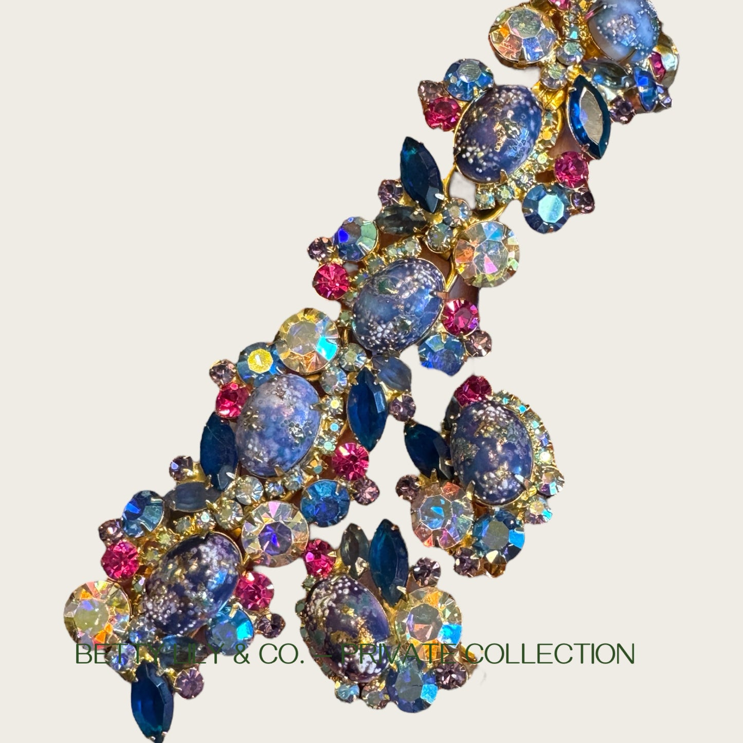 Juliana D&E Blue Gold Splatter Easter Egg Cabochon Bracelet & Earrings | Book Piece | Private Collection