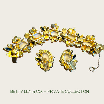 Juliana D&E Blue Gold Splatter Easter Egg Cabochon Bracelet & Earrings | Book Piece | Private Collection