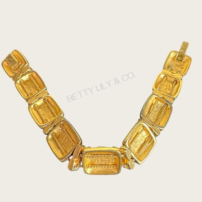 Signed MMA USA Enamel & Glass Cabochon Panel Bracelet – Multi-Color Articulated Design