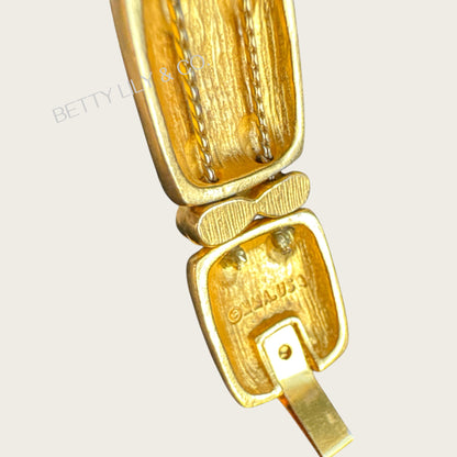 Signed MMA USA Enamel & Glass Cabochon Panel Bracelet – Multi-Color Articulated Design