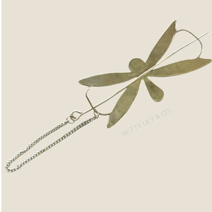 Vintage Mexican Abalone Inlay Dragonfly Hair Ornament – Signed Hecho en Mexico