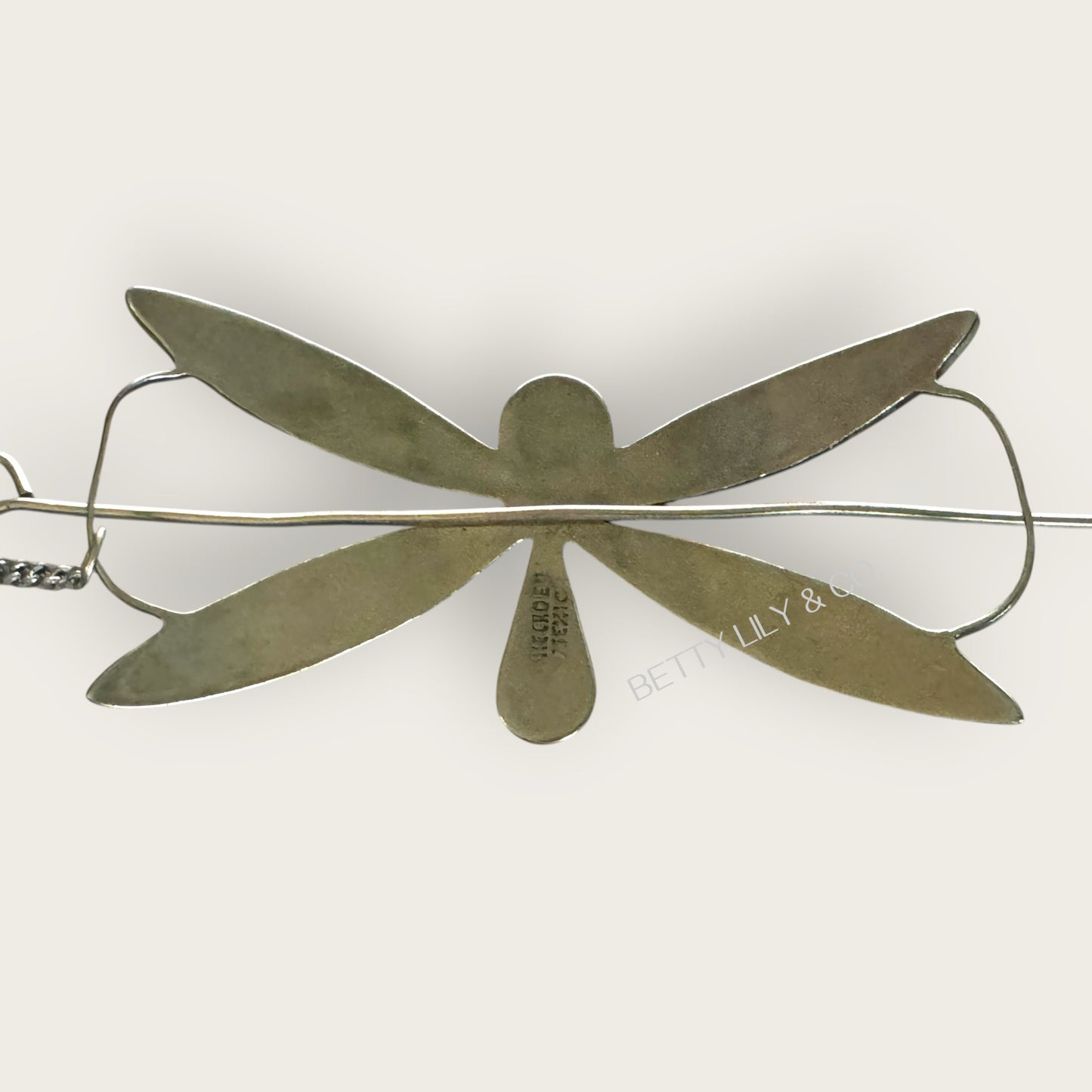 Vintage Mexican Abalone Inlay Dragonfly Hair Ornament – Signed Hecho en Mexico