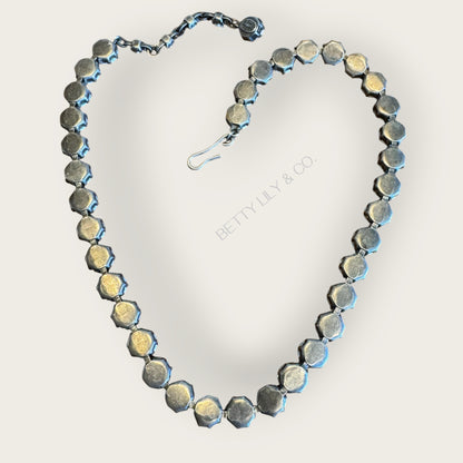 Vintage Made in Austria Smoky Gray Aurora Borealis Crystal Choker Necklace