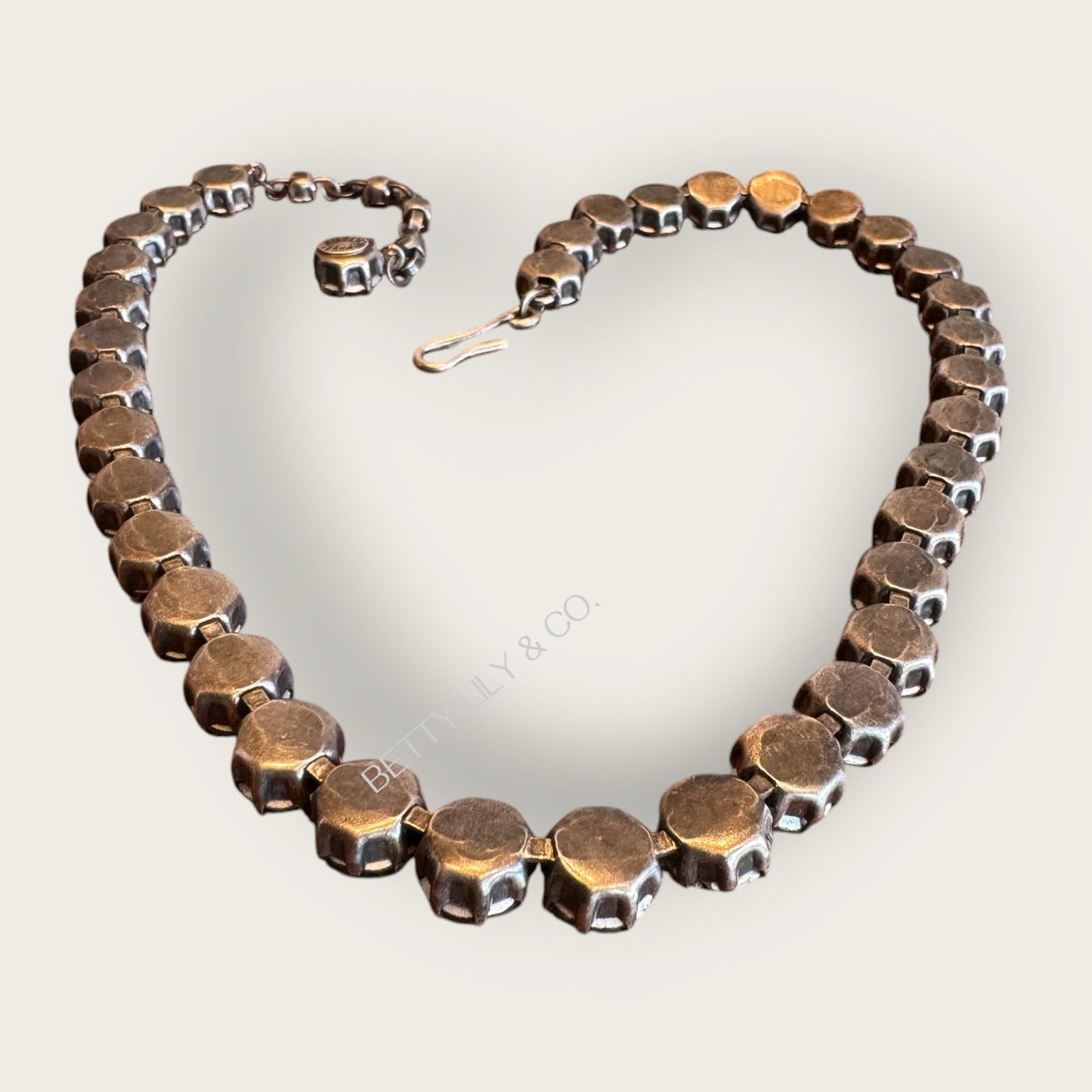 Vintage Made in Austria Smoky Gray Aurora Borealis Crystal Choker Necklace