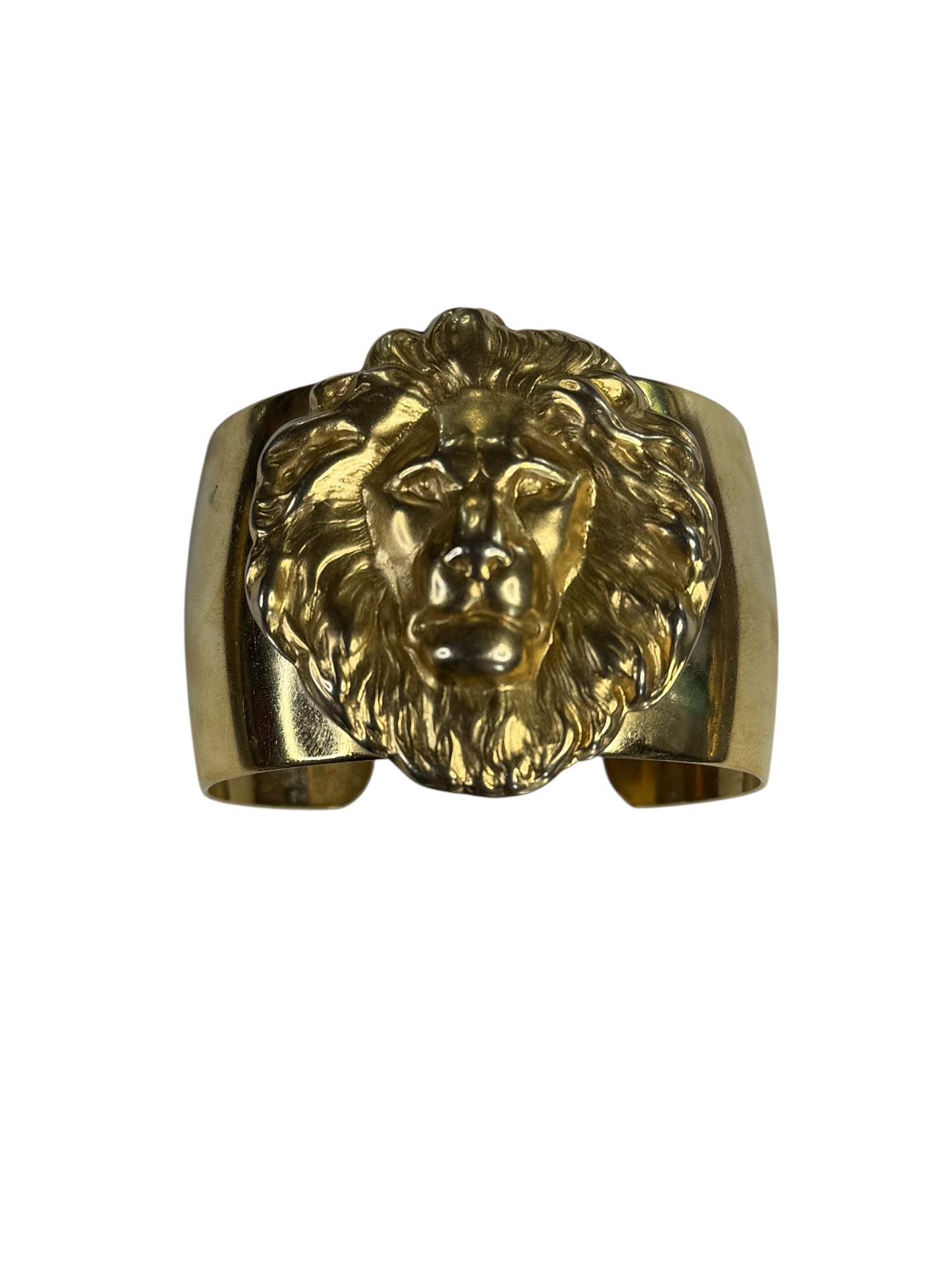 Bold Vintage Gold-Tone Lion Head Cuff Bracelet – Regal Statement Piece