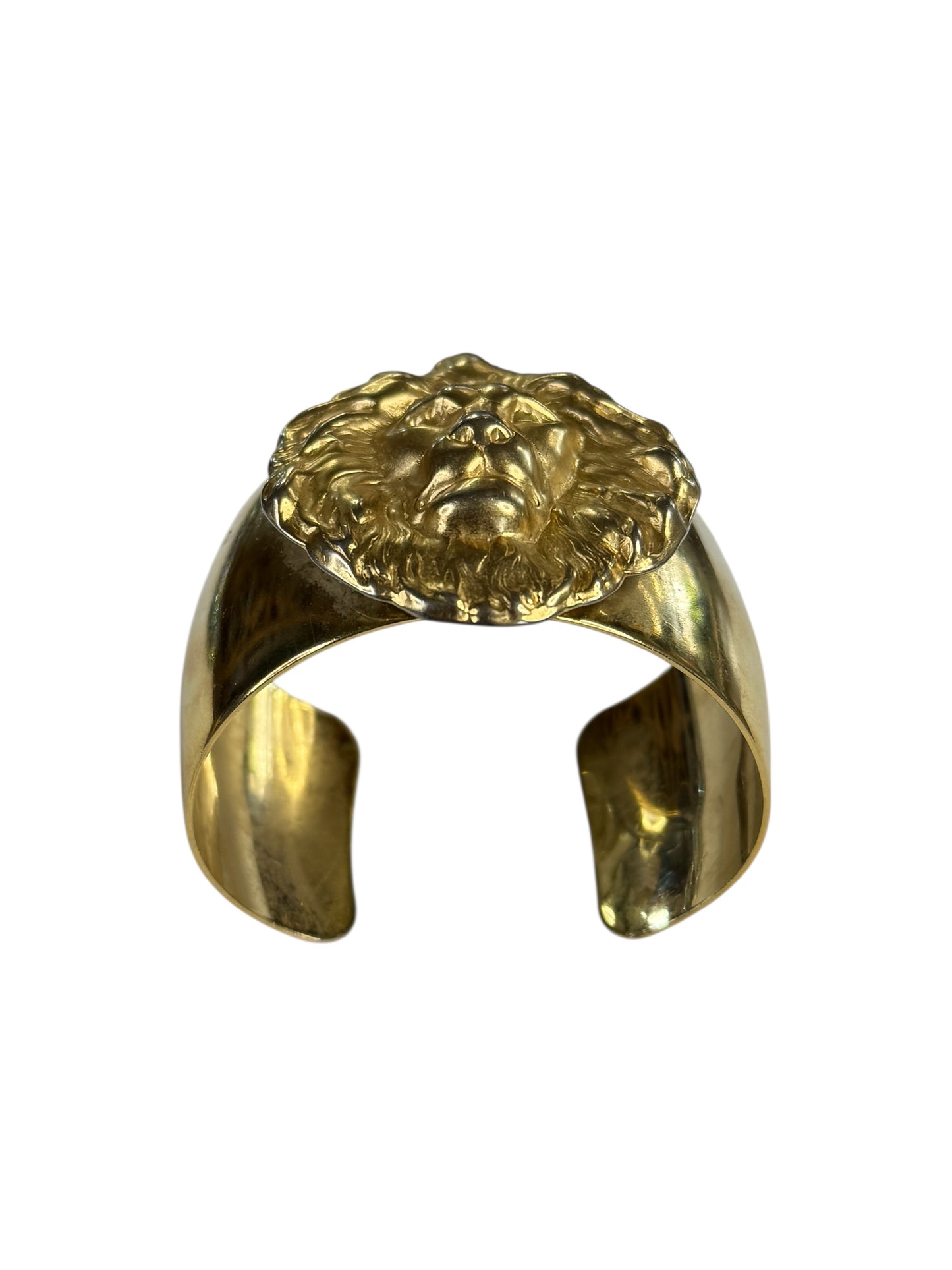 Bold Vintage Gold-Tone Lion Head Cuff Bracelet – Regal Statement Piece