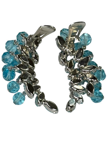 Vintage 1950s Signed Weiss Aqua Opaline Rhinestone Parure – Necklace, Bracelet & Earrings Set