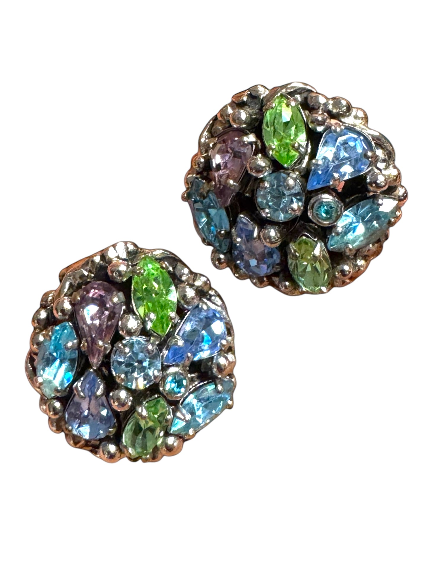Vintage Signed Barclay Uranium Rhinestone Parure – Hollywood Regency Necklace, Bracelet & Earrings Set
