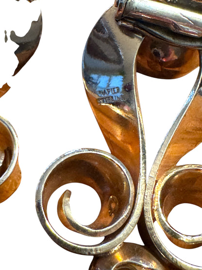 Vintage Napier Sterling Silver Art Deco Dress Clips – Pair (c. 1935–1945)