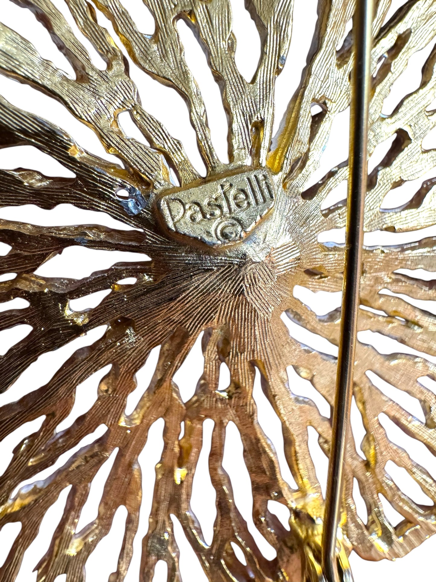 Vintage Signed Pastelli Gold & Satin Silver Flower Brooch – Round Floral Pin