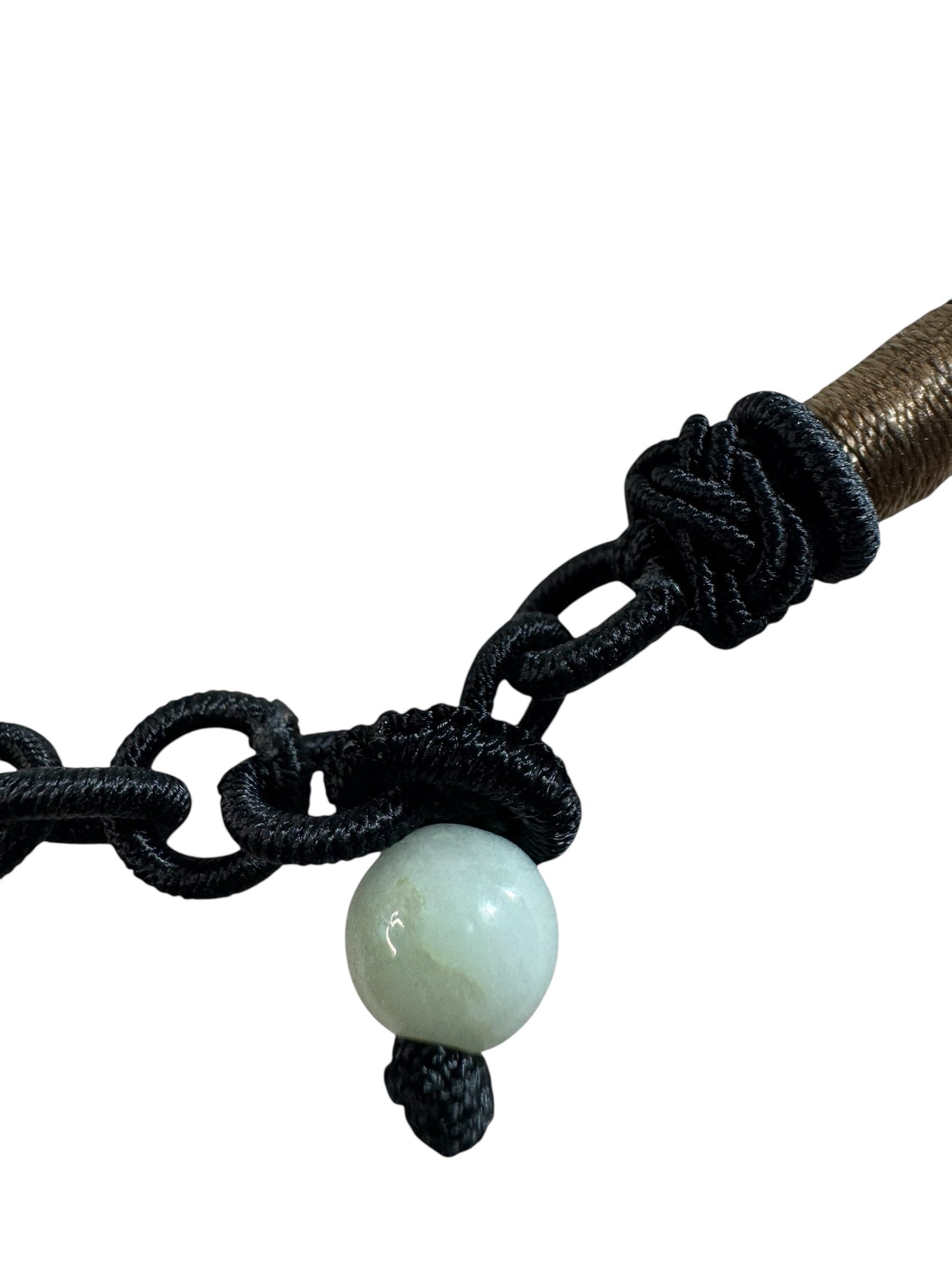 Natural Garnet Cabochon Choker Necklace with Silk Cord & Jadeite Bead Closure – 18” Adjustable