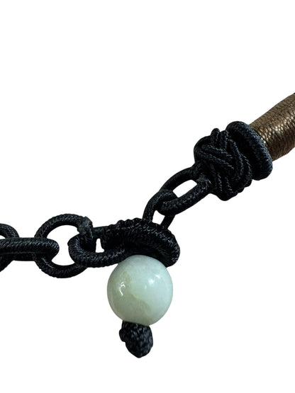 Natural Garnet Cabochon Choker Necklace with Silk Cord & Jadeite Bead Closure – 18” Adjustable