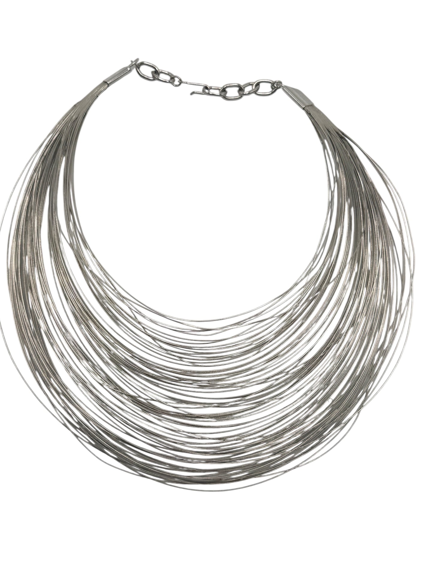 Rare vintage Vendome signed sculptural silver wire choker necklace – bold architectural statement jewelry