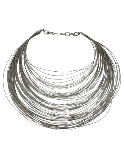 Rare vintage Vendome signed sculptural silver wire choker necklace – bold architectural statement jewelry