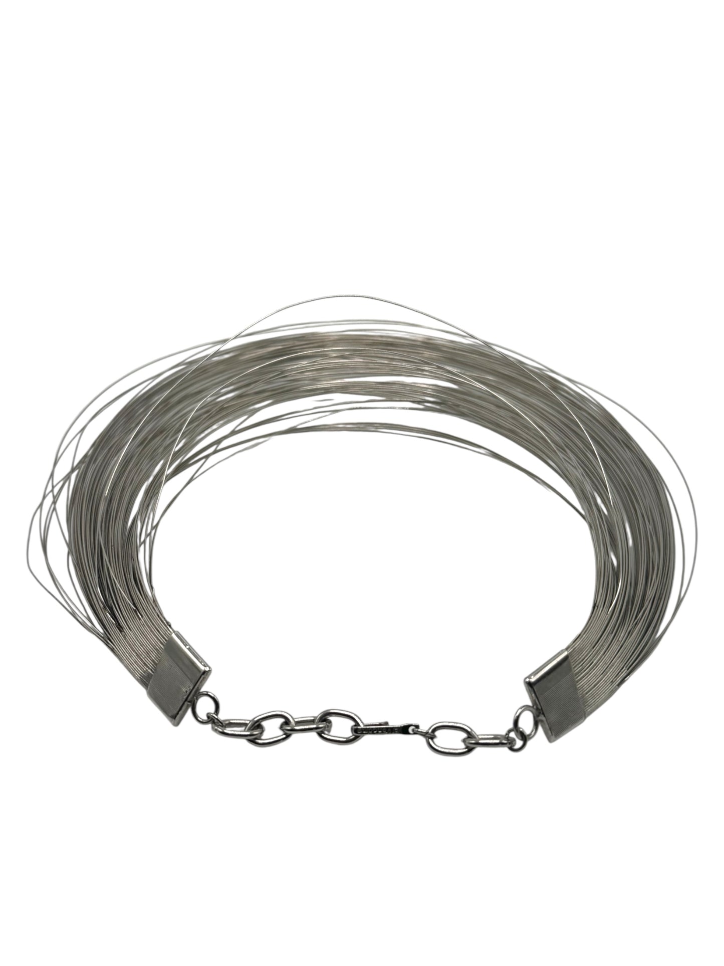 Rare vintage Vendome signed sculptural silver wire choker necklace – bold architectural statement jewelry