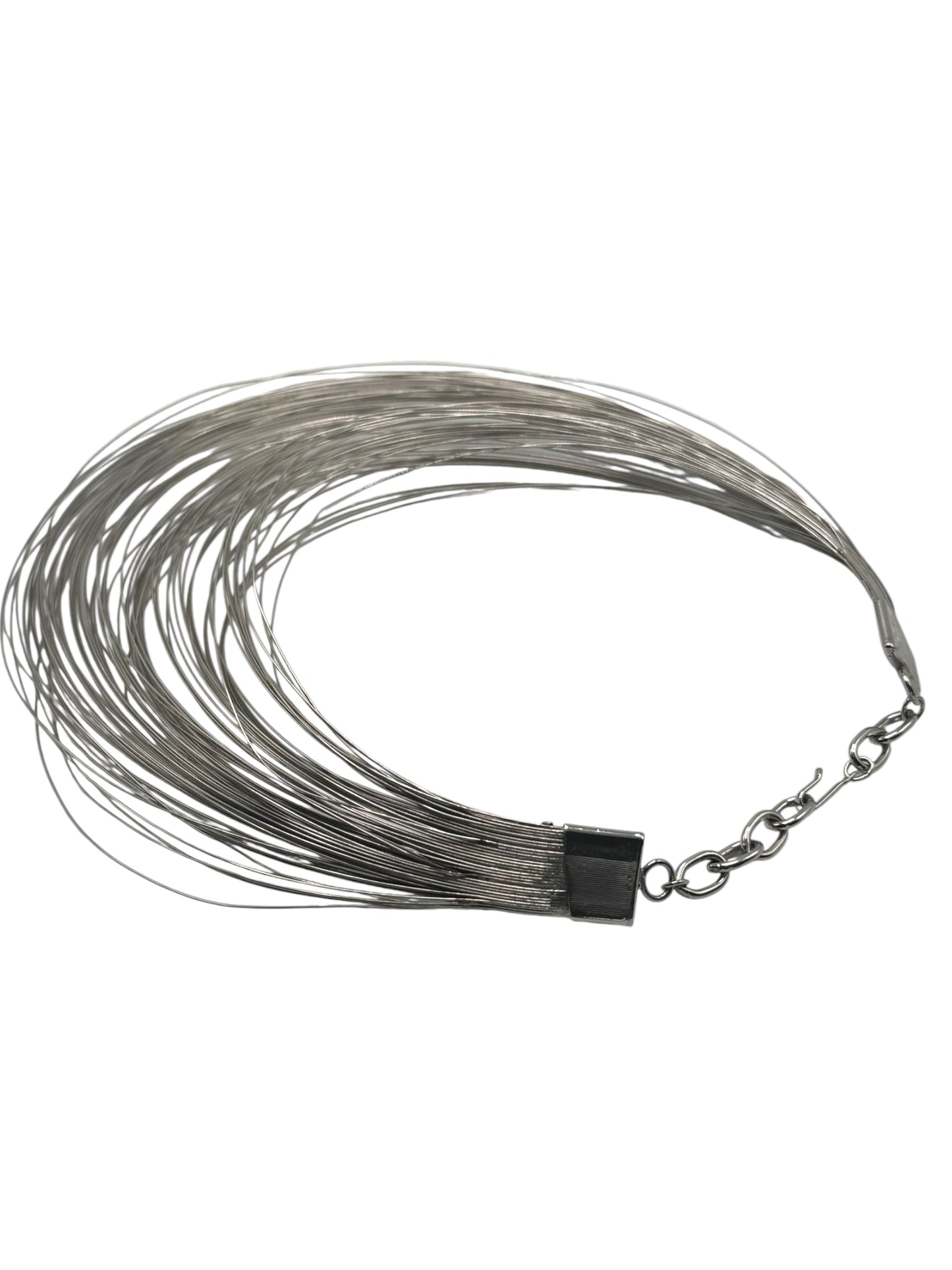 Rare vintage Vendome signed sculptural silver wire choker necklace – bold architectural statement jewelry