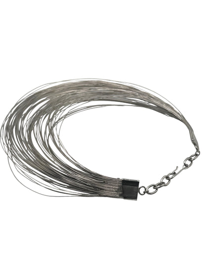 Rare vintage Vendome signed sculptural silver wire choker necklace – bold architectural statement jewelry