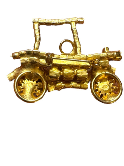 Vintage rhinestone Model T car brooch – red white blue patriotic Americana novelty pin, 1960s mid-century costume jewelry