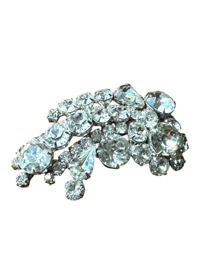 Dazzling mid-century Kramer signed rhinestone brooch – layered brilliance in silver tone, 1950s–1960s vintage jewelry