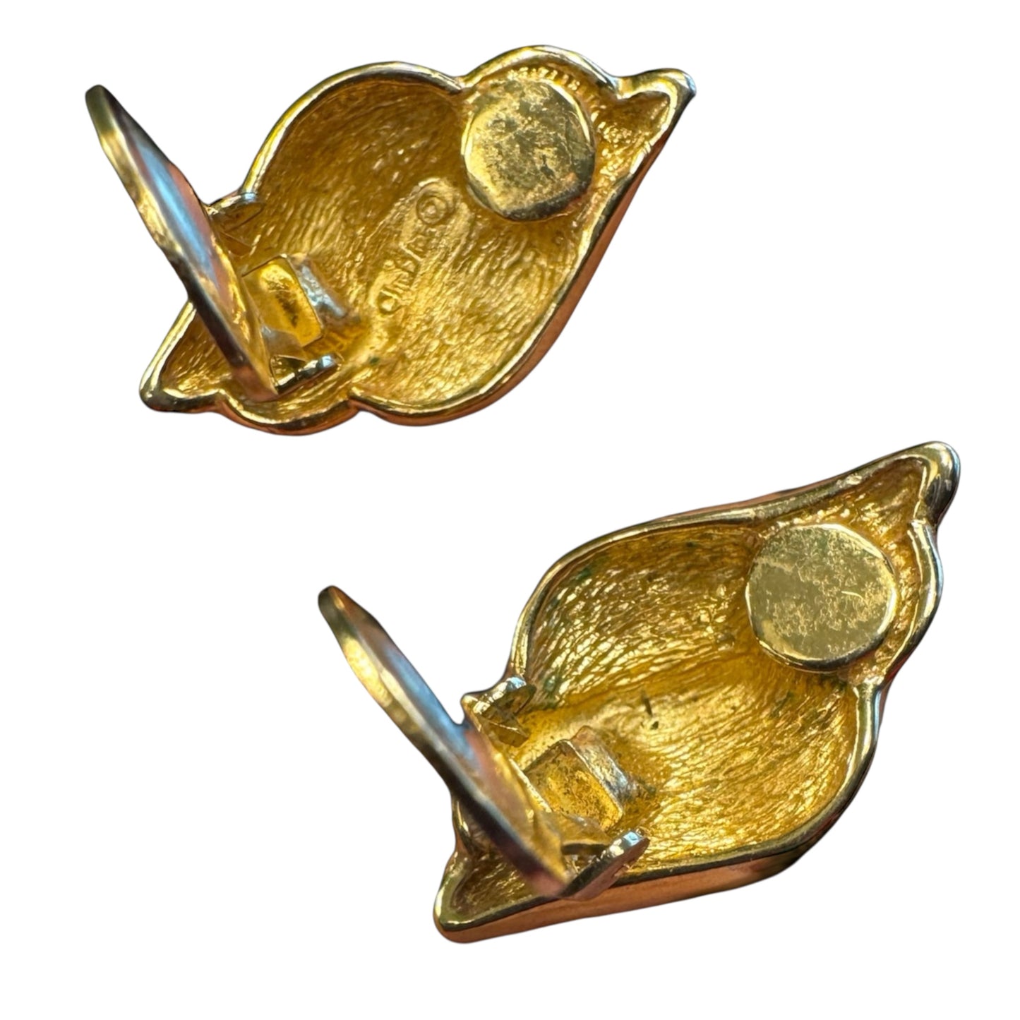 Vintage Christian Dior Couture Black Enamel & Crystal Clip-On Earrings – Signed Gold-Tone Designer Jewelry