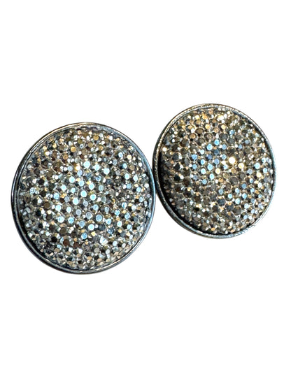 Joan Rivers Gunmetal Pavé Crystal Clip-On Earrings – Signed Lightweight Sparkle
