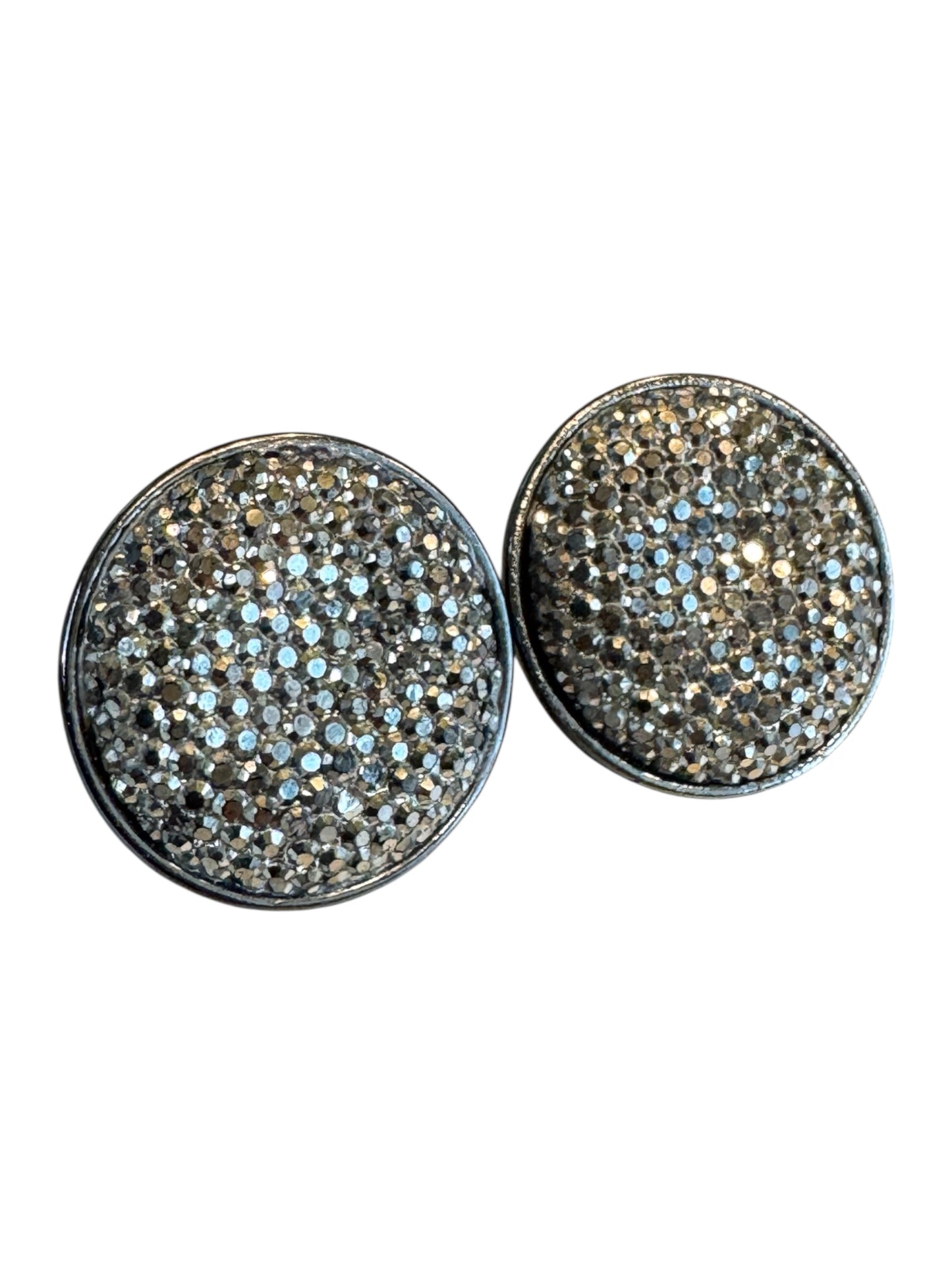 Joan Rivers Gunmetal Pavé Crystal Clip-On Earrings – Signed Lightweight Sparkle