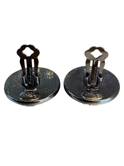 Joan Rivers Gunmetal Pavé Crystal Clip-On Earrings – Signed Lightweight Sparkle