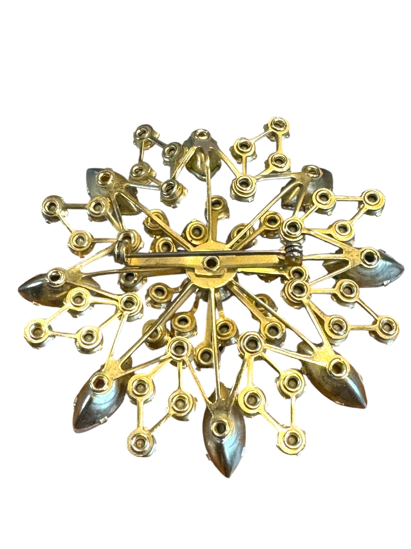 Vintage 1950s Aurora Borealis Starburst Brooch – Pastel Navette Glass & Rhinestones