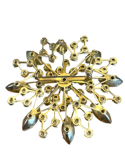 Vintage 1950s Aurora Borealis Starburst Brooch – Pastel Navette Glass & Rhinestones