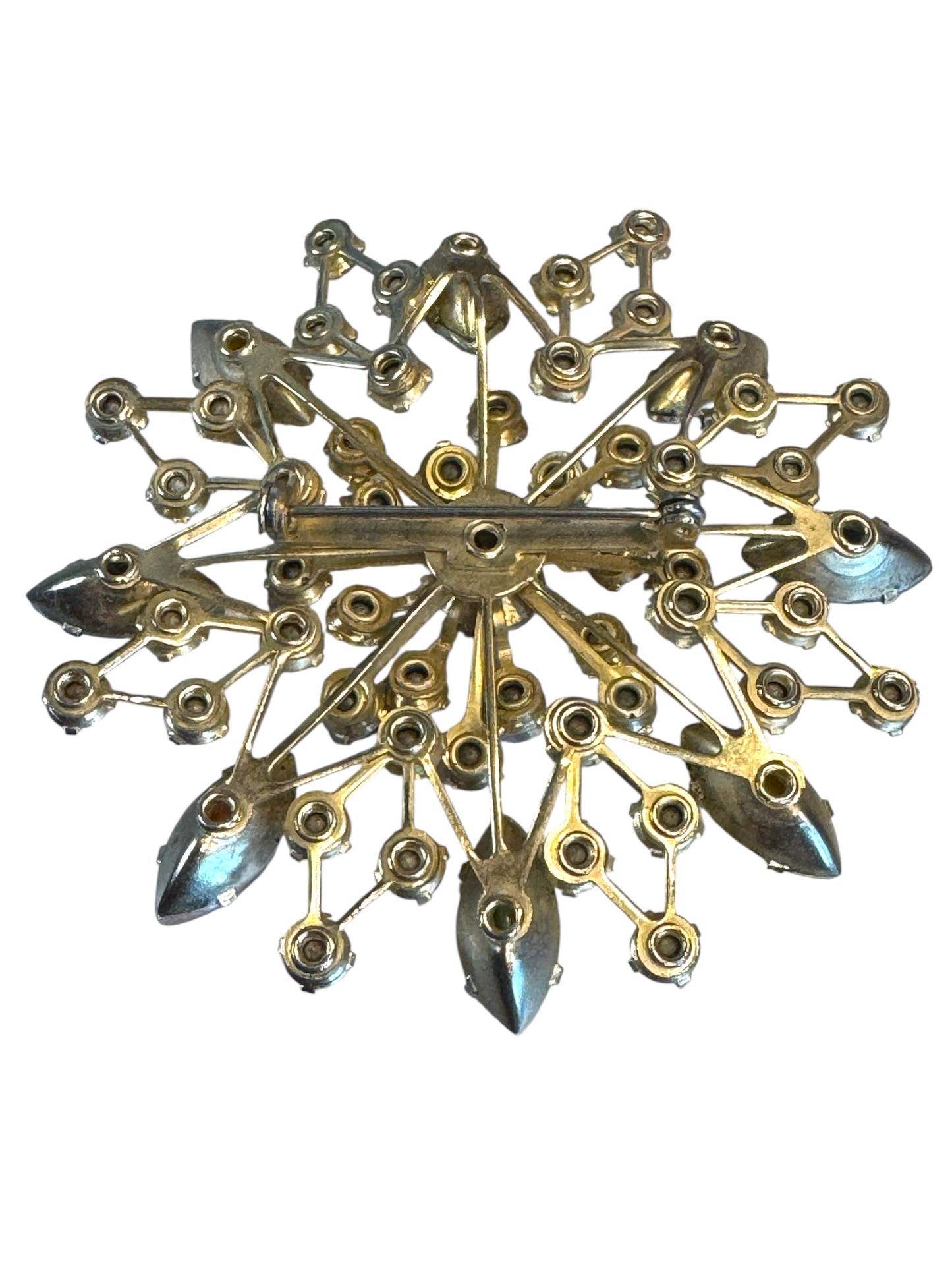 Vintage 1950s Aurora Borealis Starburst Brooch – Pastel Navette Glass & Rhinestones