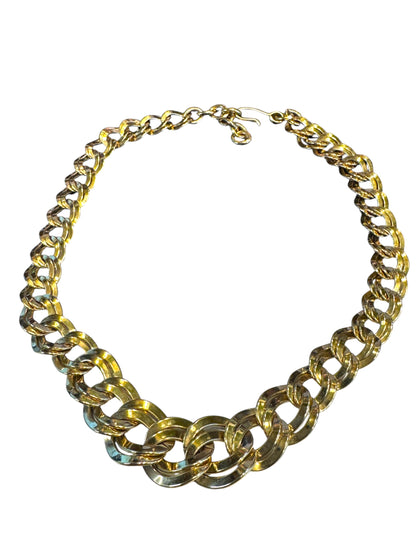 Vintage Monet Chunky Gold-Tone Curb Chain Statement Necklace