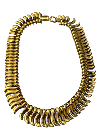Rare Vintage Napier Runway Necklace – Gold-Tone Wave Collar – Signed Patent Pending