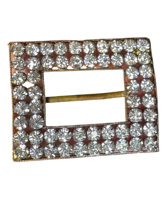 Antique Czechoslovakian Paste Rhinestone Belt Buckle – Brass Frame