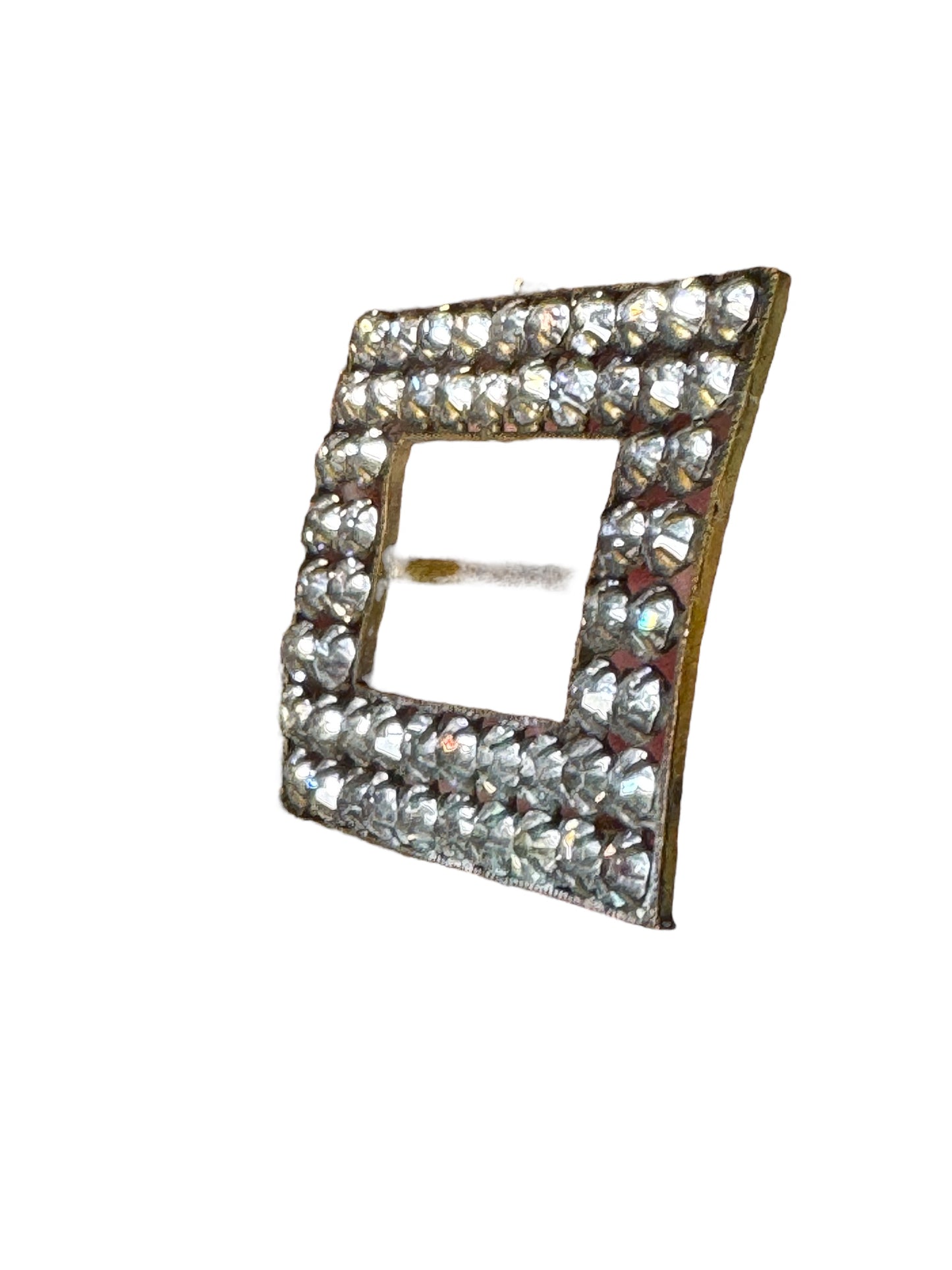 Antique Czechoslovakian Paste Rhinestone Belt Buckle – Brass Frame