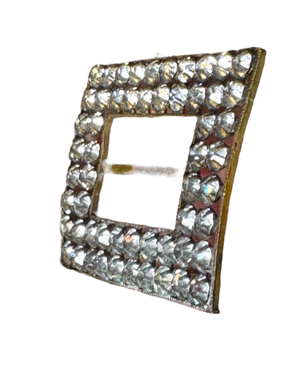 Antique Czechoslovakian Paste Rhinestone Belt Buckle – Brass Frame