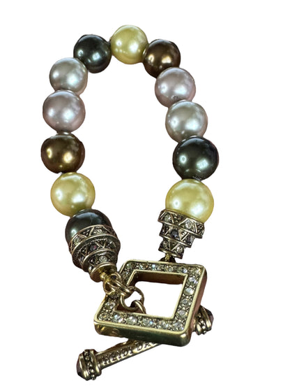 Heidi Daus Signed Pearl and Crystal Statement Jewelry Set – Necklace, Bracelet, Earrings, Ring