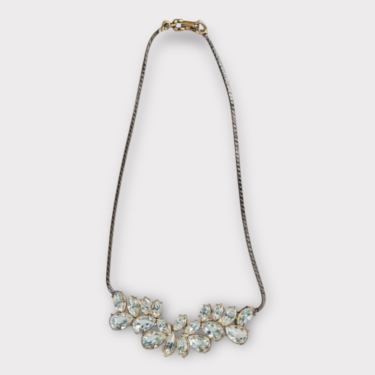Vintage Givenchy Couture Paris New York Rhodium-Plated Rhinestone Necklace – Signed 1980s Designer Statement Jewelry