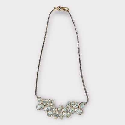 Vintage Givenchy Couture Paris New York Rhodium-Plated Rhinestone Necklace – Signed 1980s Designer Statement Jewelry