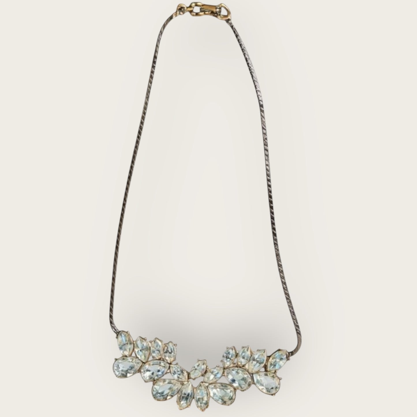 Vintage Givenchy Couture Paris New York Rhodium-Plated Rhinestone Necklace – Signed 1980s Designer Statement Jewelry