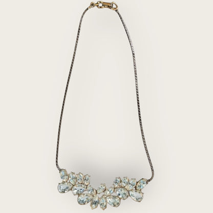 Vintage Givenchy Couture Paris New York Rhodium-Plated Rhinestone Necklace – Signed 1980s Designer Statement Jewelry