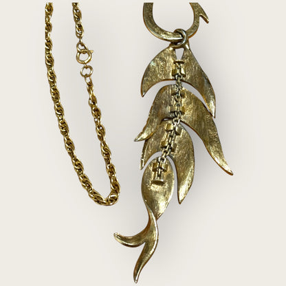 Vintage ART by Arthur Pepper Articulated Fish Pendant Necklace – Signed Gold-Tone Statement Jewelry