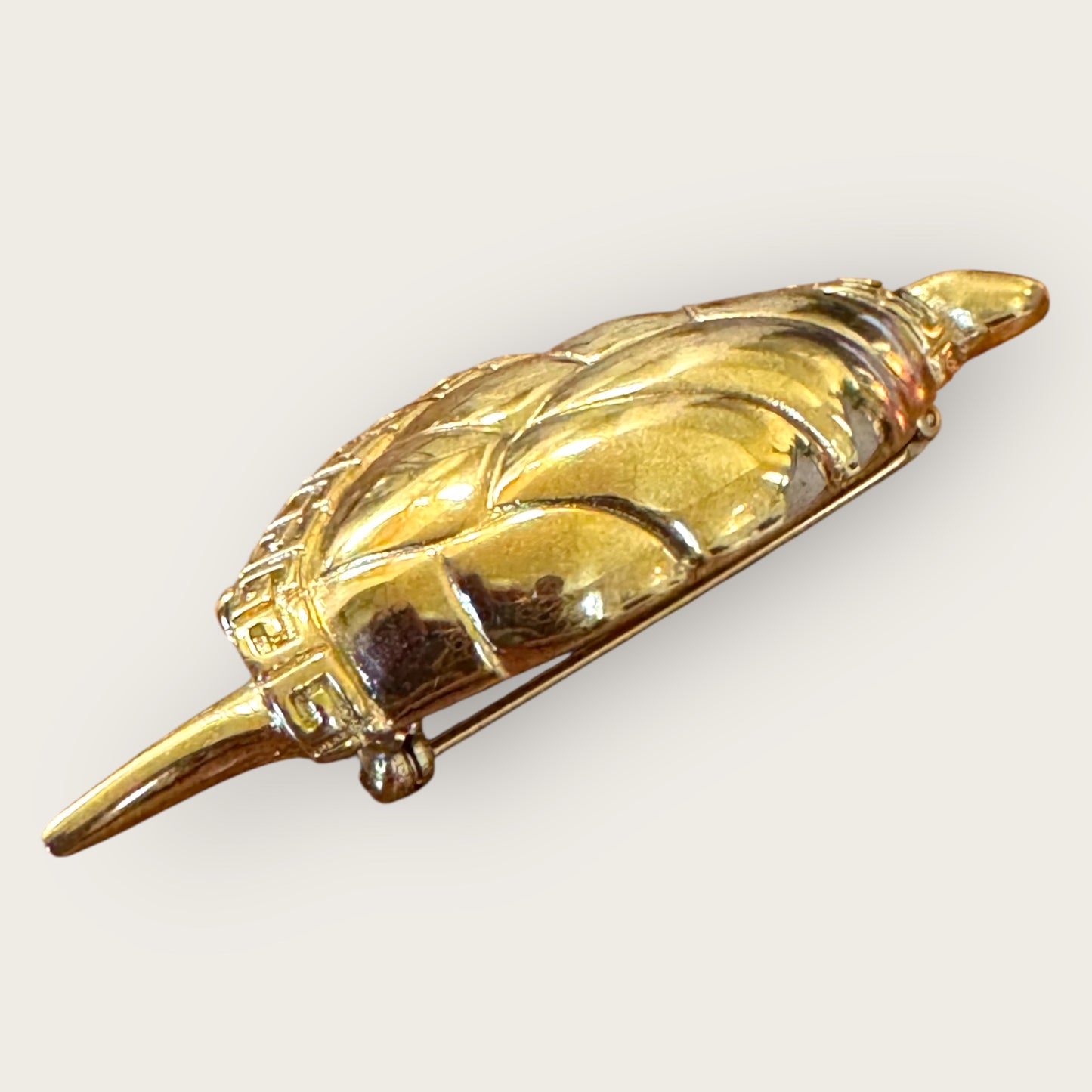Vintage Givenchy Couture Gold-Tone Turtle Brooch with Greek Key Shell – Signed Statement Pin