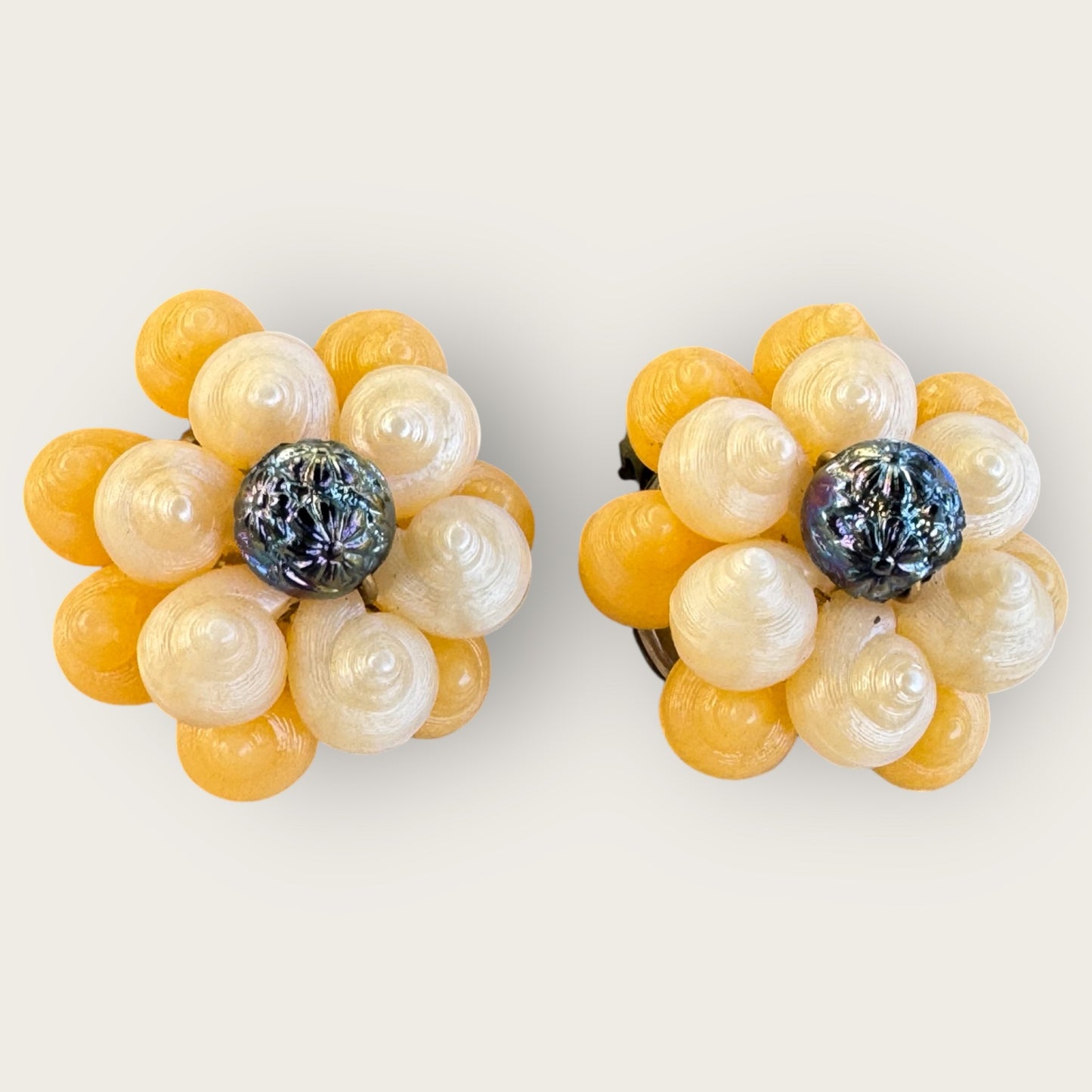 Vintage West Germany Yellow Shell Necklace and Earrings Set – Signed Mid-Century Coastal Jewelry