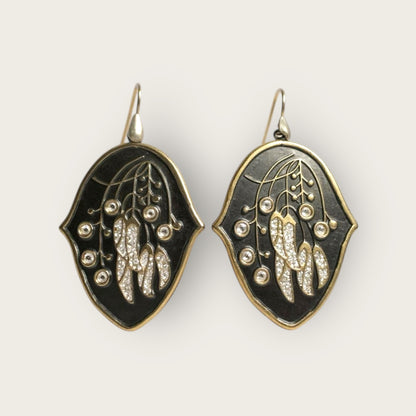 Vintage Sicilian 800 Silver Earrings with Dream Catcher-Inspired Design