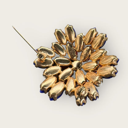 Vintage Red, White, and Blue Domed Glass Brooch – Gold Tone Patriotic Pin