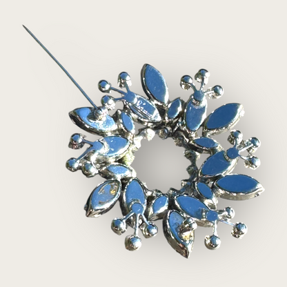Vintage Signed Sherman Blue Aurora Borealis Rhinestone Wreath Brooch – Canadian Mid-Century Costume Jewelry
