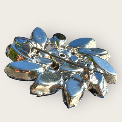 Vintage Verified Juliana Blue Rhinestone Brooch – Layered Navette & Round Stones