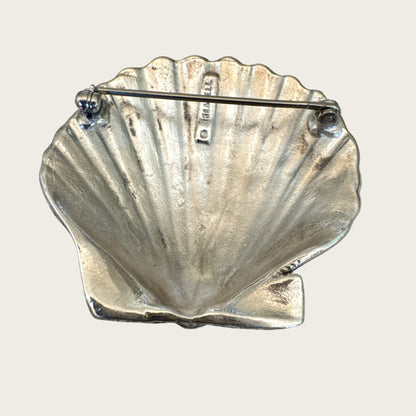 Breakell Sterling Silver Seashell Brooch – Nautical Coastal Design – 22.49g